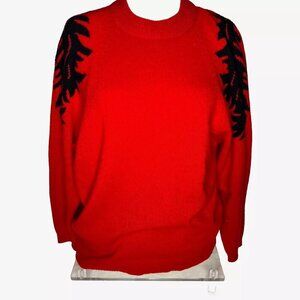 Nilani Womens Vtg 90s Sweater Red Lambswool Angora Oversized Art Designer Medium